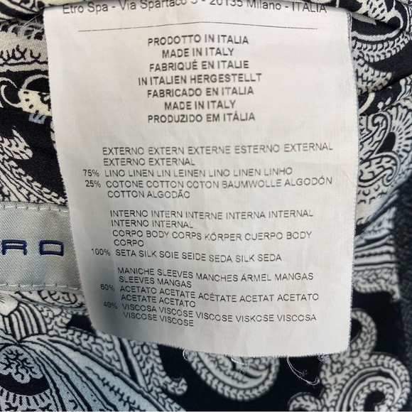 Etro Blazer Linen Silk Paisley Superleggera Designer Italy Sz 56 IT or 46-48 US - Picture 11 of 13